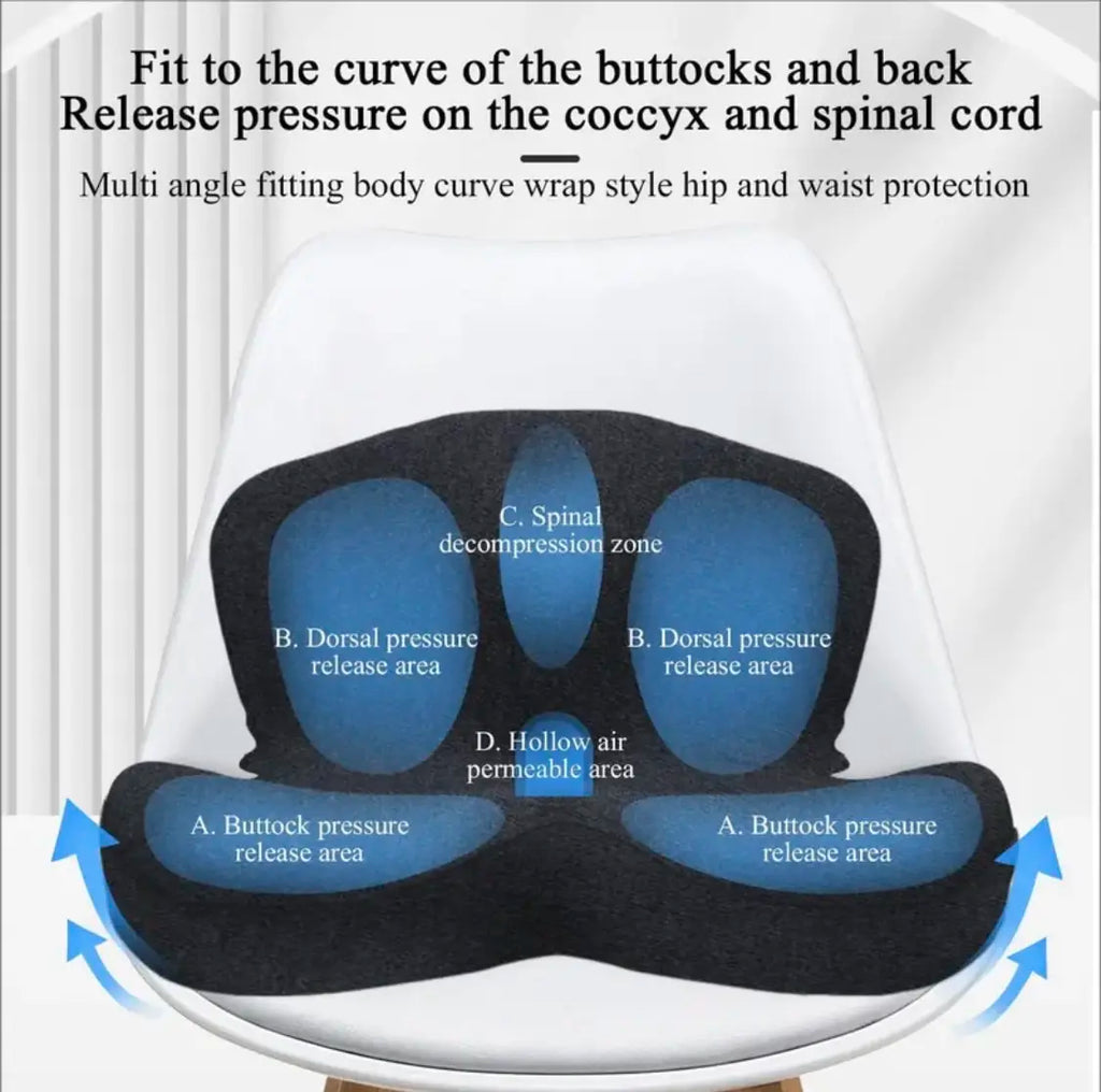 Fathersday Gifts Non-Slip Memory Foam Seat Skin-Friendly Extended Zipper Easy Remove Wash Back Support Cushion
