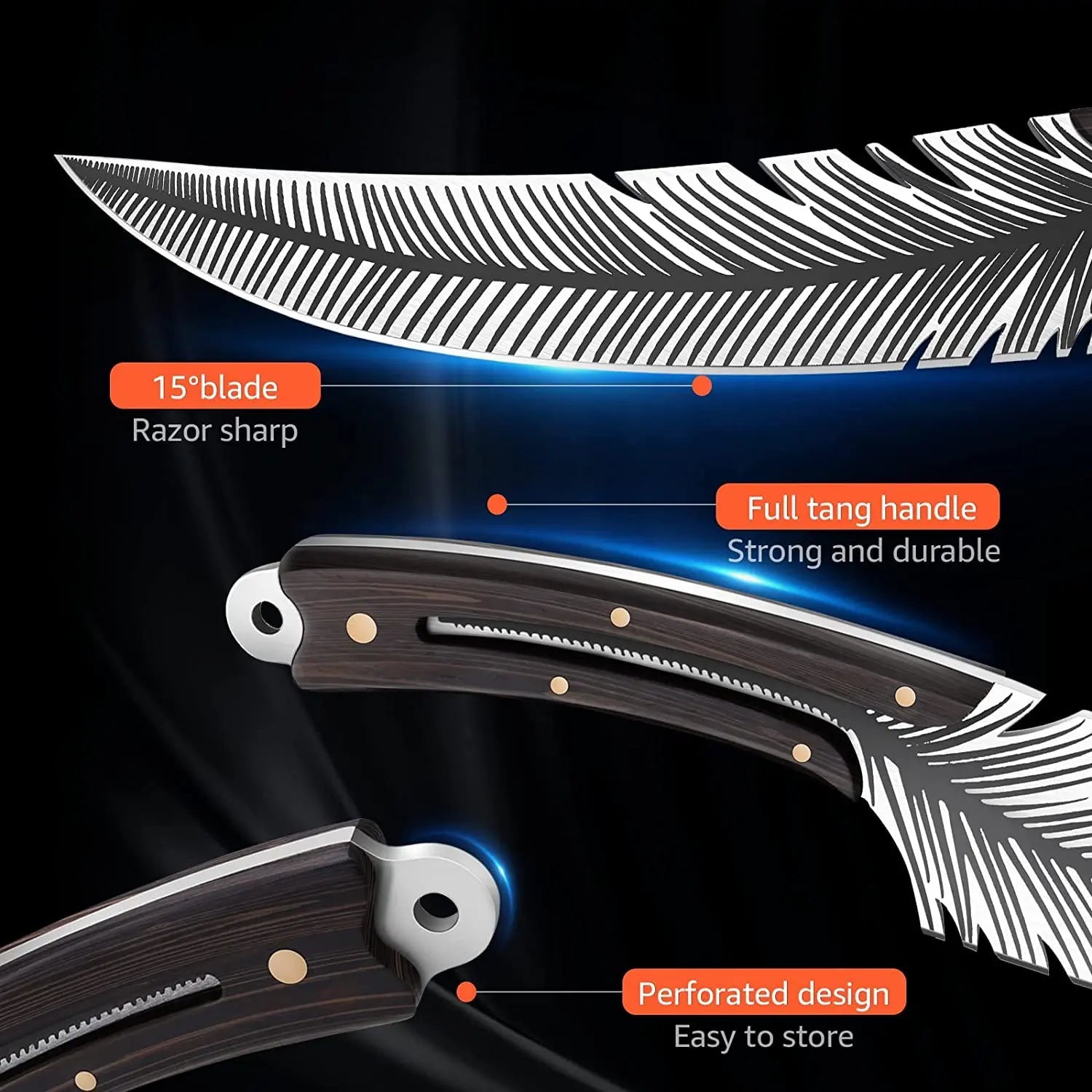 Huusk Professional Chef Knife-Hand-Forged High Carbon Steel Boning Knife, Sharp Feather Blade for Meat, Steak & Pineapple with Wooden Handle & Sheath– Perfect Father'S Day Gift!