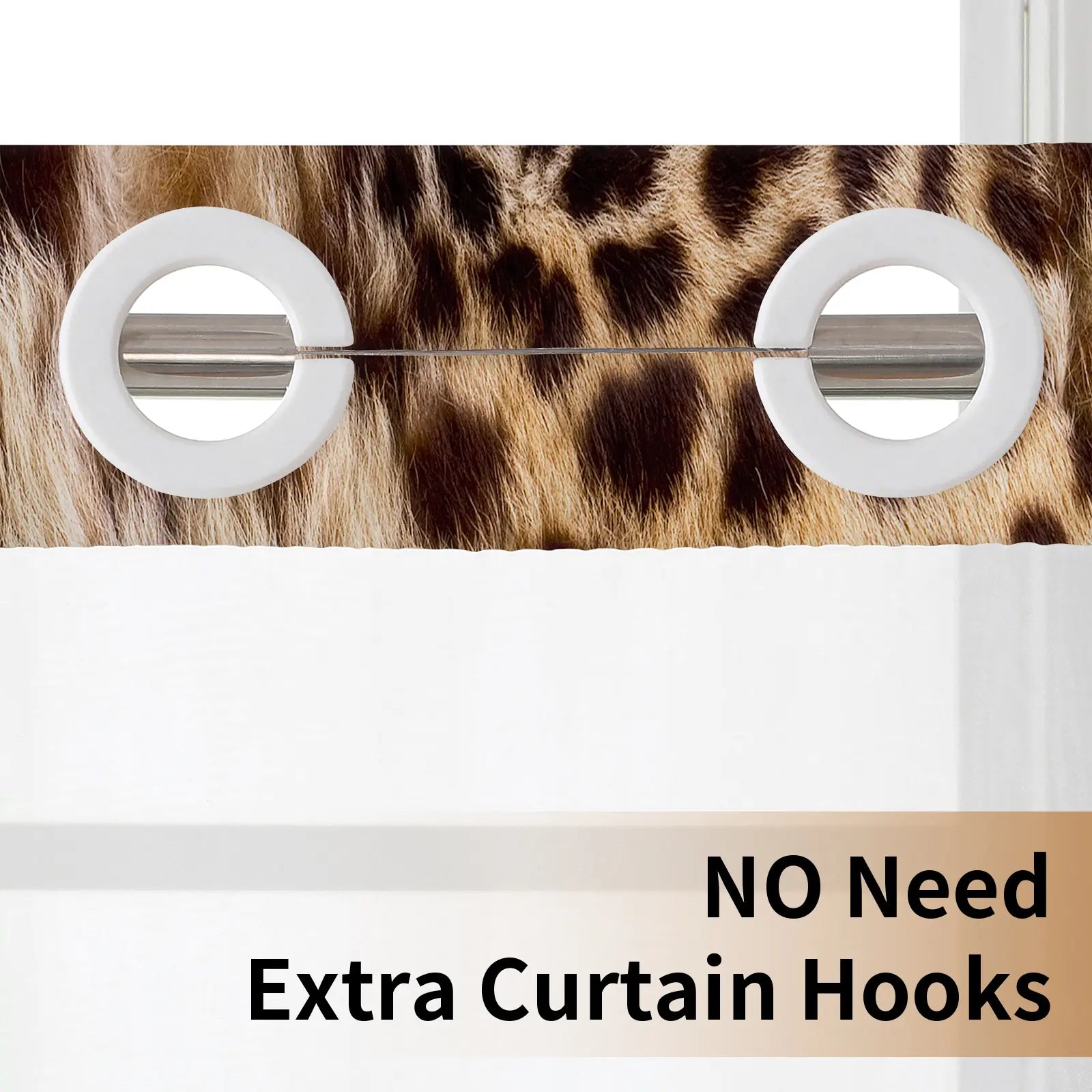 Leopard Print Shower Curtain - Waterproof & Mildew Resistant Thick PEVA Bathroom Curtain with No-Drill Installation
