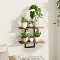 Bamworld 2-Pack Brown Wooden Wall Planters - Hanging Mount Shelves, Indoor Plant Holder, Living Room Wall Decor, Unique Accent