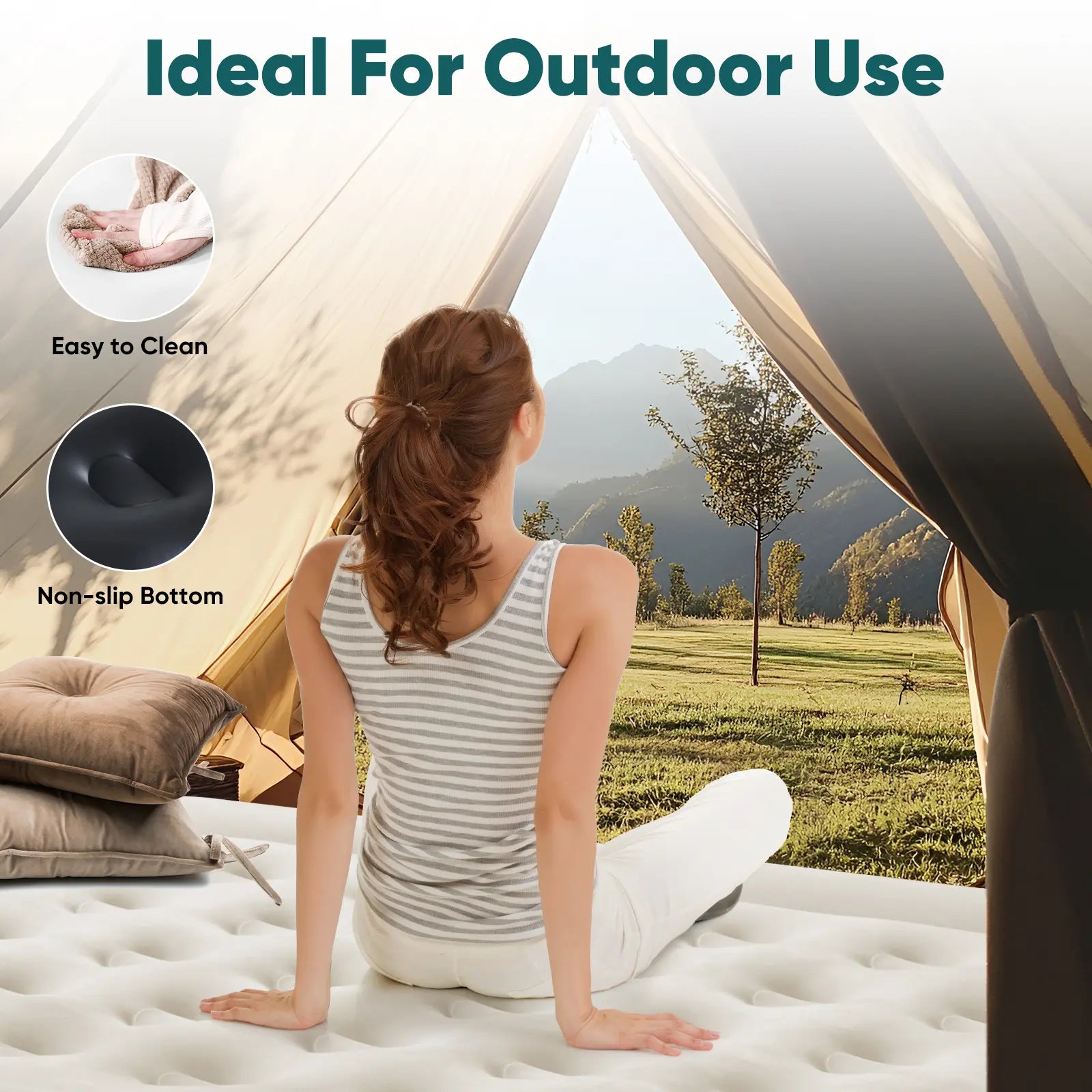 Air Mattress - Inflatable Blow up Mattress Airbed with Built-In Pump, Double Height, Adjustable Portable for Home or Camping