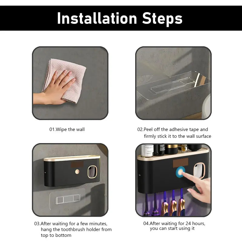 Smart UV Toothbrush Sterilizer with Automatic Toothpaste Dispenser, Wall-Mounted Multifunctional Toothbrush Holder, Intelligent Electric Toothbrush Stand for Home Bathroom Use.