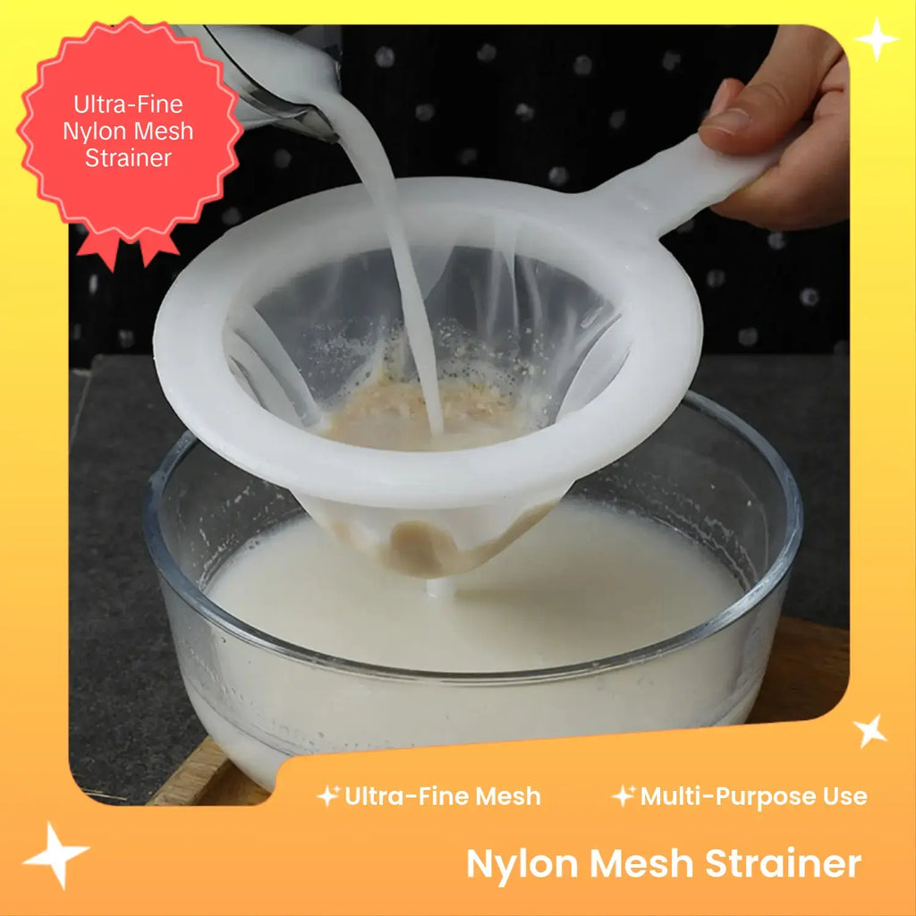 Kitchen Ultra-Fine Nylon Mesh Strainer, 1/2-Count Plastic Filter Spoon for Soy Milk, Coffee, Milk, Yogurt and Juice, Food Colander Kitchenware, Kitchen Gadgets