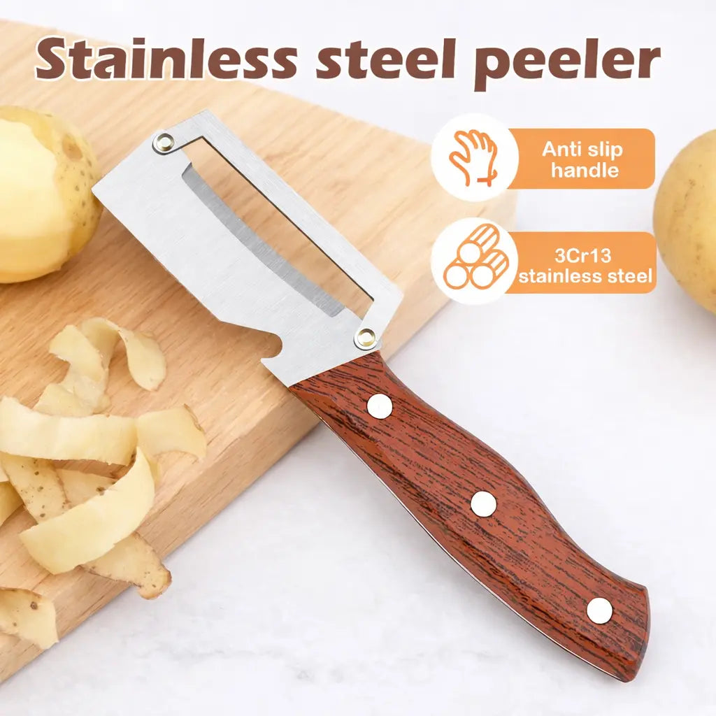 AA 2-In-1 Fruit & Veggie Peeler Kitchen Gadget, Sharp Stainless Steel Blade, Upgraded Ergonomic Comfort Non-Slip Grip, Multi-Functional Kitchen Utensil with Bottle Opener for Efficient Peeling