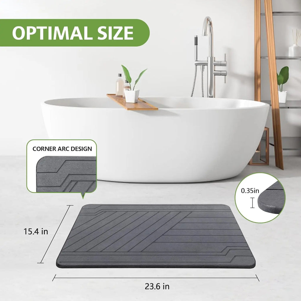Stone Bath Mat - 23.6" X 15.4" Ultra Absorbent Diatomite Non-Slip Quick Drying Mat for Wet Areas Easy to Clean Bathroom Mat Home Essentials,Bathroom Accessories,Bathroom Decor,Bathroom Decor Set Summerwins