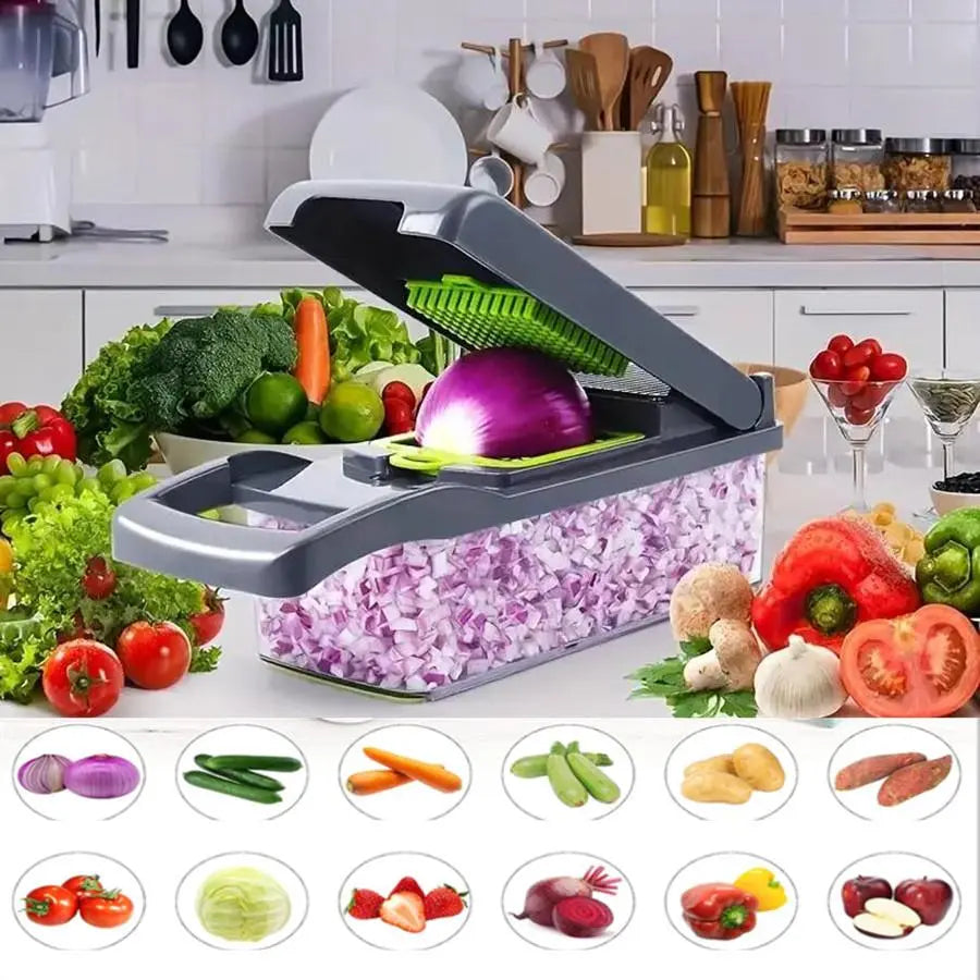 15-In-1 Multifunctional Vegetable Chopper, Durable Vegetable Slicer, Vegetable Cutter, Garlic Chopper, Onion and Potato Grater, Kitchen Shredder, Kitchen Accessories, Veggie Chopper, Fruit and Vegetable Slicer #GLOBAL PICKS