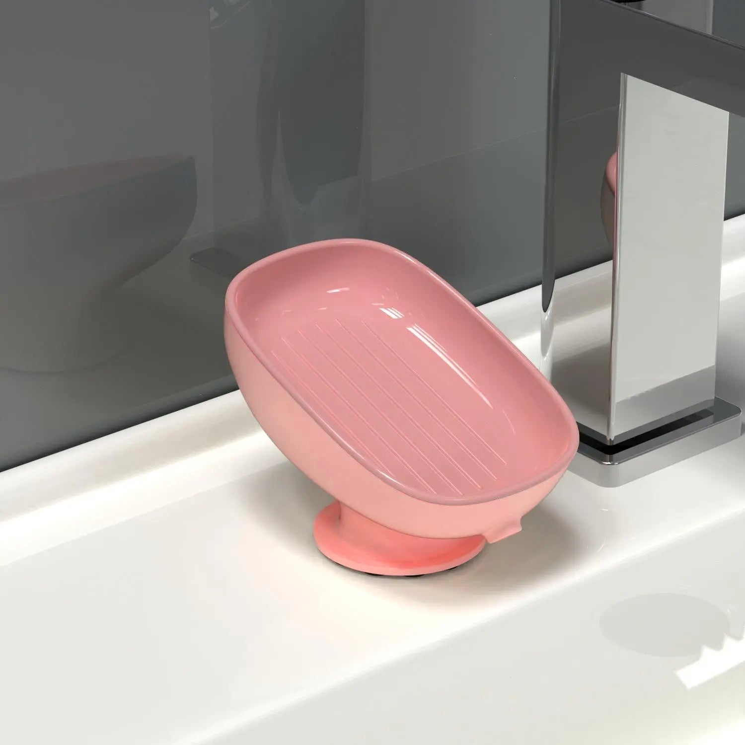 1-Piece Luxurious Adjustable Oval Soap Dish with Drain, Wall-Mounted Anti-Slip Removable Soap Tray for Bathroom, Shower and Sink, Bathroom Accessory