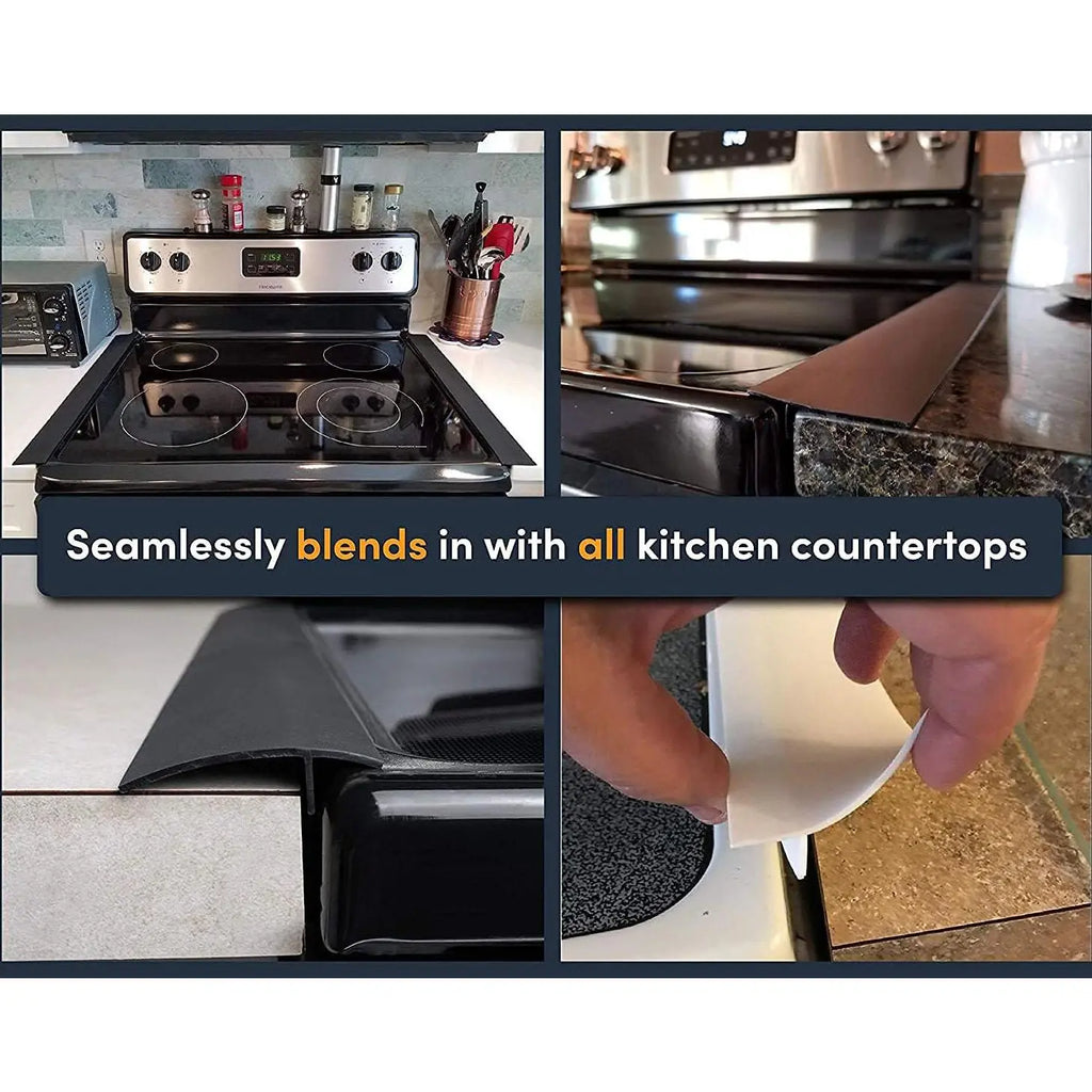 1/2 Pcs Silicone Stove Gap Cover, Kitchen Counter Gap Filler, Heat Resistant Oven Gap Filler, between Kitchen Appliance Washing Machine and Stove, Easy to Clean Seal Fitting Kitchen Gadgets Protection Utensils Water Proof White