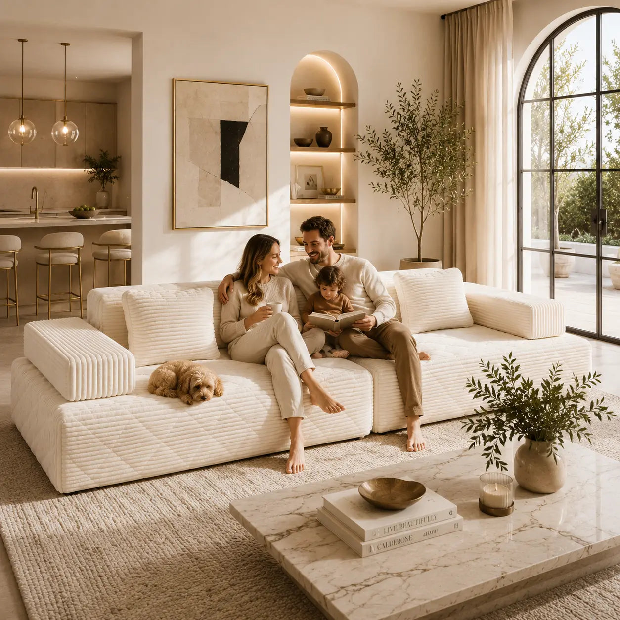 【Father'S Day】【2 Packages Shipping】 113" Modular Sectional Boneless Sofa,Oversized Chaise Lounge with Deep Seats, Modular Cloud Sleeper Sofa, No Assembly Required, Free Combination, Modern Sectional Couch.Boneless Sectional Couch. Living Room Furniture Ou