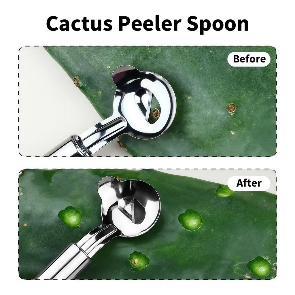 Stainless Steel Kitchen Tool Set | Cactus & Rouge Peeler, Multi-Functional Spoon-Shaped Noodle Cutter, Easy-To-Use for Home and Restaurant Use #Summervibes