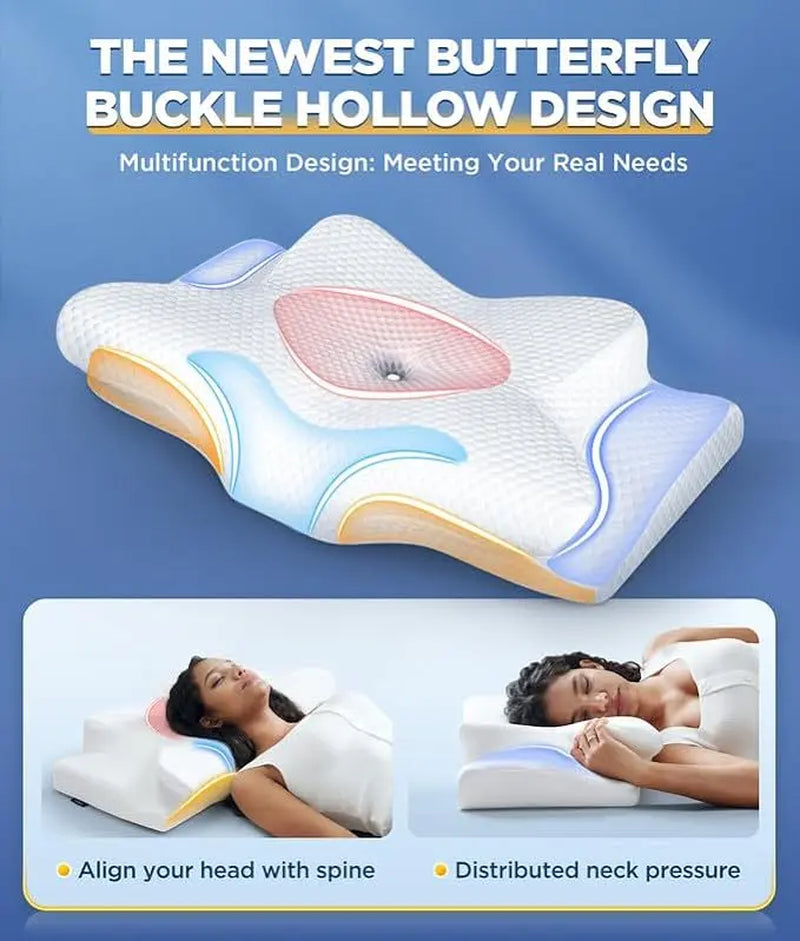 Emircey Memory Foam Neck Pillow, Soft Comfortable Contour Sleep Pillow, Odorless Pillow/Breathable Cases,Bed Pillow, Gifts for Her or Him
