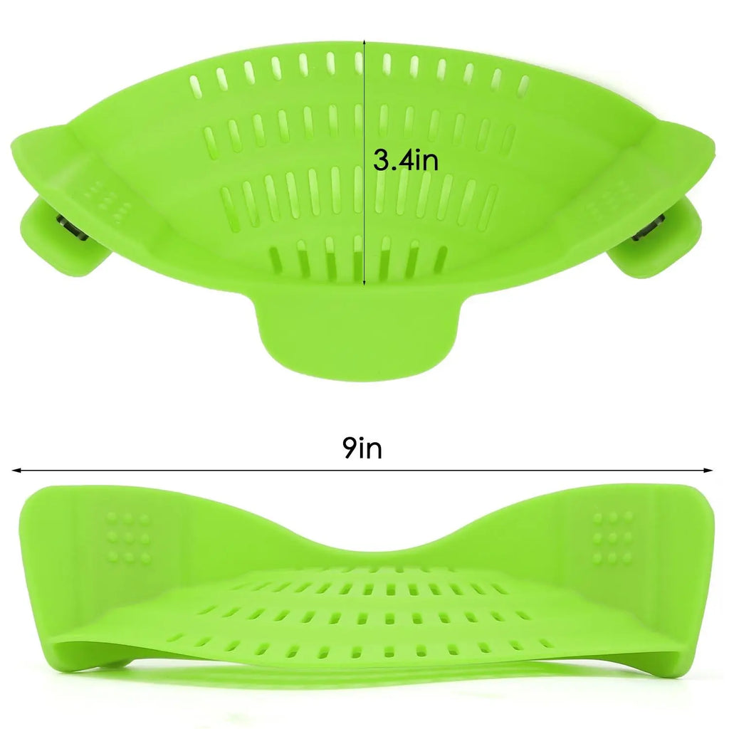 Silicone Pasta Strainer Clip-On for Pots and Pans - Heat Resistant Colander for Vegetables and Noodles - Kitchen Gadgets for Cooking - Space-Saving Design - Gray