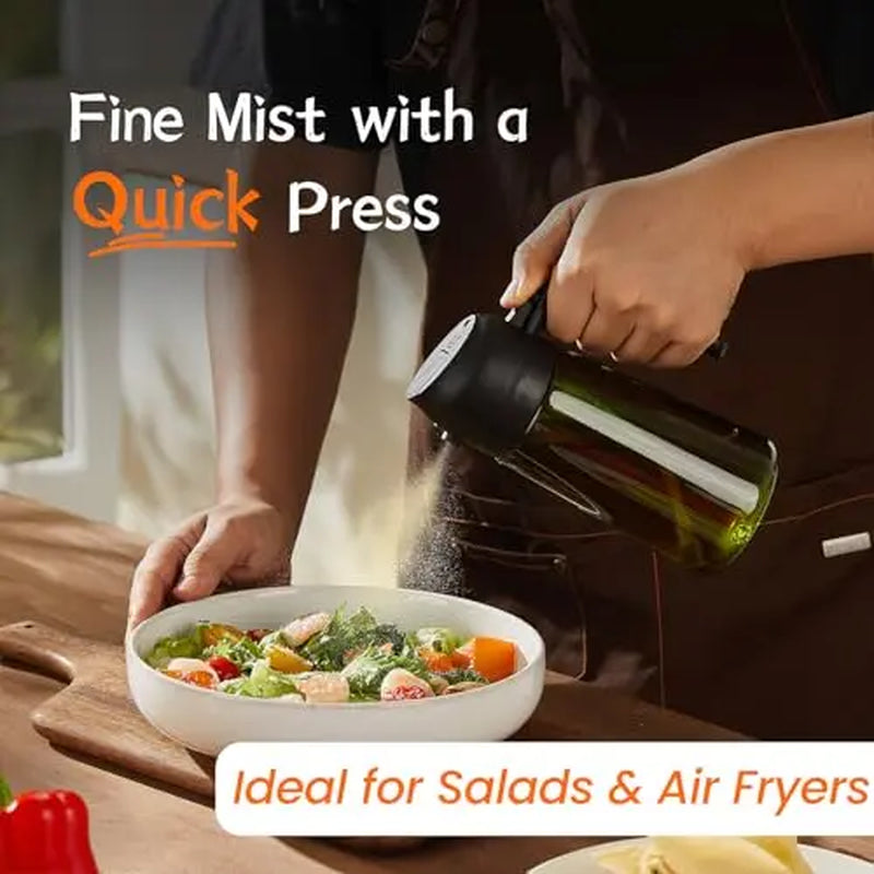 2 Count Olive Oil Sprayer Dispenser Bottle 16Oz/470Ml for Kitchen Gadgets and Air Fryer Accessories - Olive Oil Sprayer for Cooking W/Stickers