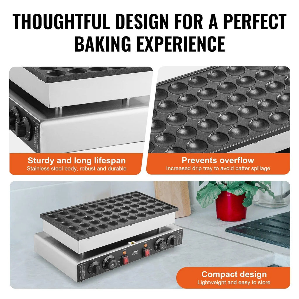 【Father'S Day】Vevor 50PCS 43Mm Mini Dutch Pancake Maker Commercial Dorayaki Baker 1700W