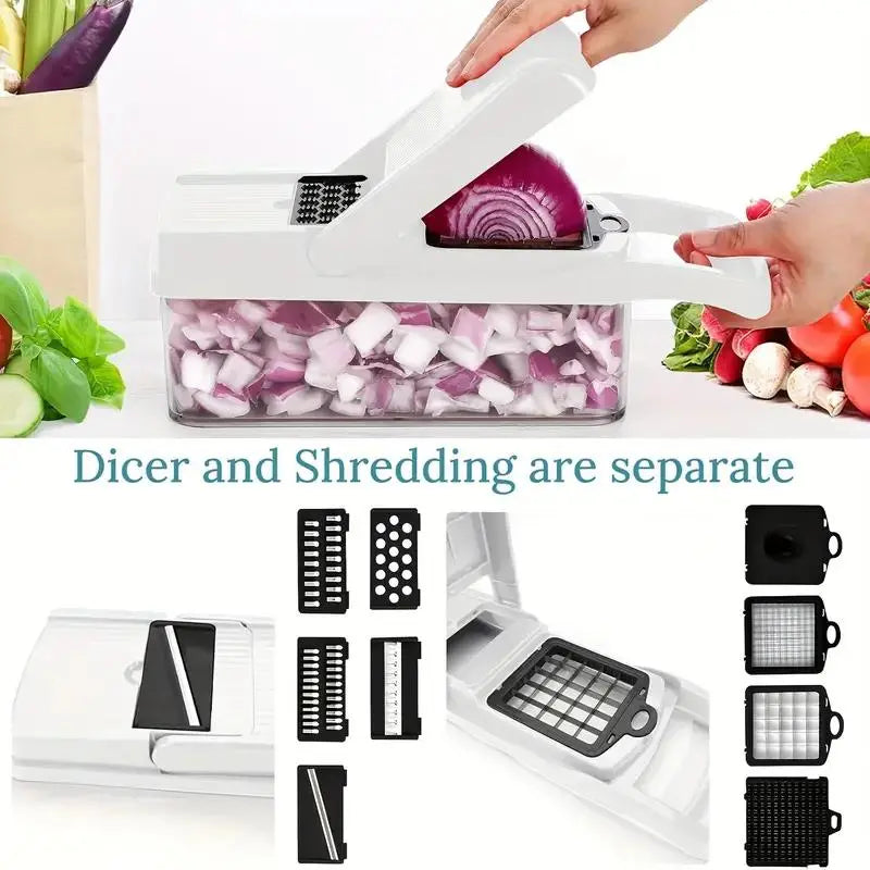 15-In-1 Multifunctional Vegetable Chopper, Durable Vegetable Slicer, Vegetable Cutter, Garlic Chopper, Onion and Potato Grater, Kitchen Shredder, Kitchen Accessories, Veggie Chopper, Fruit and Vegetable Slicer #GLOBAL PICKS