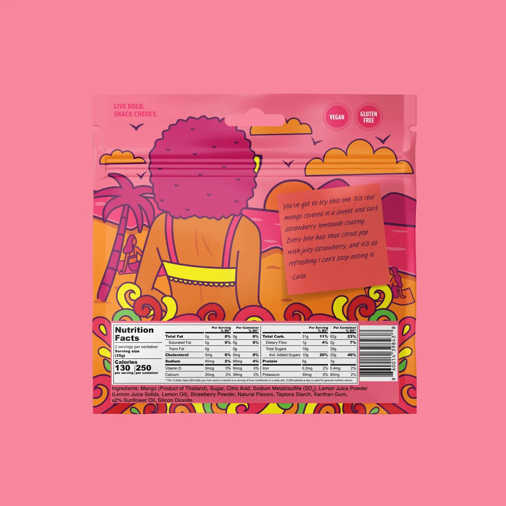 Chici Mama Strawberry Lemonade Dried Mango Snack | Sweet & Spicy Dried Mango | Better-For-You Sweet Treat | Made from 100% Real Mangoes