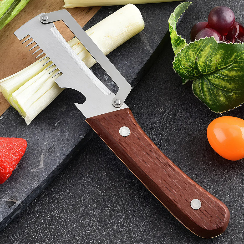 Vegetable Peeler for Kitchen,Multi-Functional Peeler Ultra-Sharp Stainless Steel Blade with Wooden Handle and Bottle Opener, for Vegetables or Fruits That Need to Be Peeled (2 Pcs)