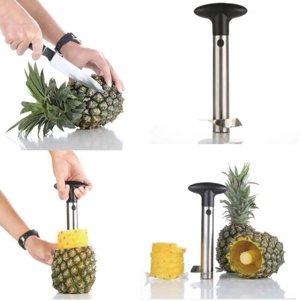 1Pc Stainless Steel Pineapple Peeler & Core Remover - 4-In-1 Multi-Functional Fruit Corer, Slicer, Cutter with Ergonomic Handle for Easy Safe Efficient Pineapple Prep - Kitchen Tools, Pineapple Corer and Slicer, Modern Kitchenware, Sharp Precision Blades