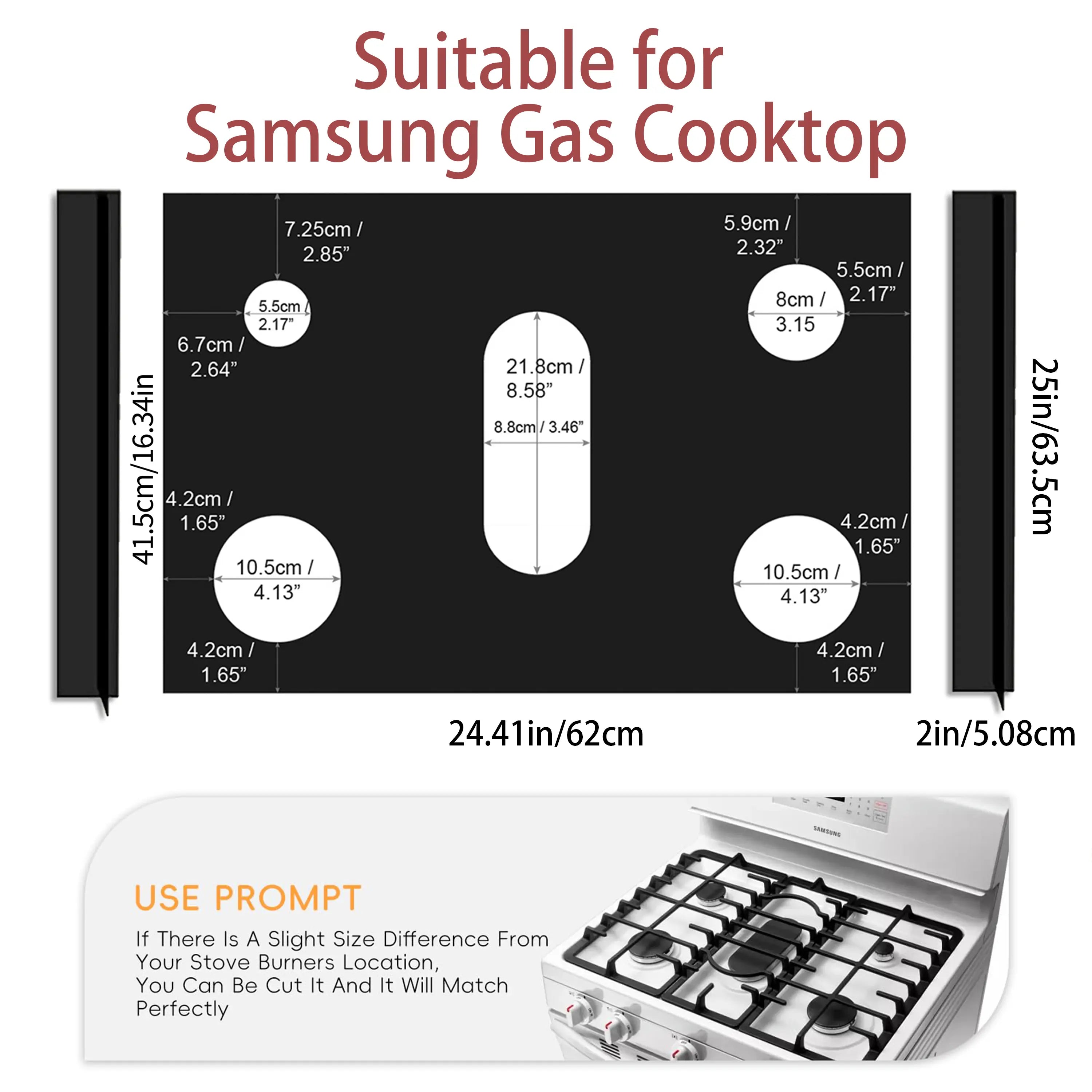 Gas Burner Mats for Samsung Gas Stove – Heat Resistant, Oil Resistant, Non-Slip, Reusable Stove Protectors for Easy Cleaning Kitchen Cooking