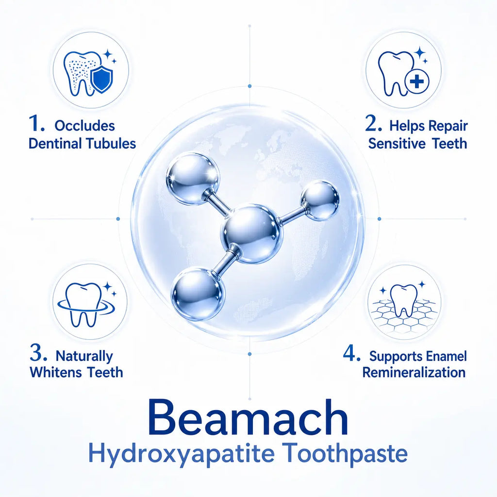 Beamach Hydroxyapatite Toothpaste 7.5% - Enamel Repair & Natural Whitening, Mint Flavor, Fluoride-Free, Gentle for Sensitive Teeth, 4.23Oz Oral Hygiene Essentials