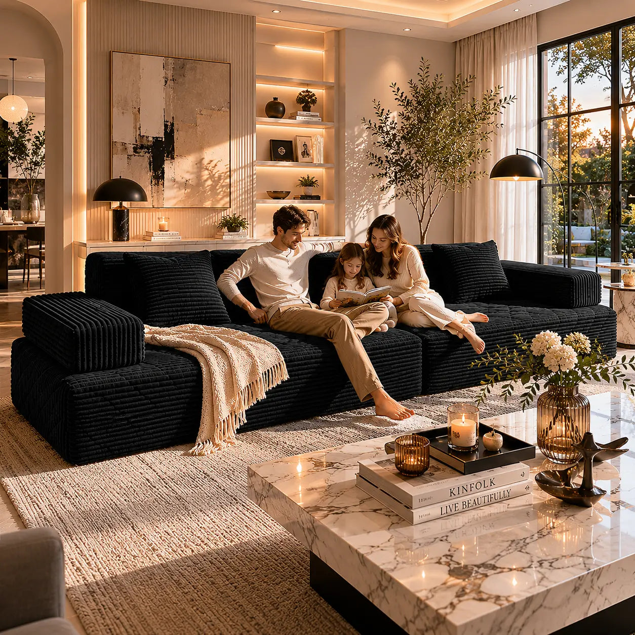 【Father'S Day】【2 Packages Shipping】 113" Modular Sectional Boneless Sofa,Oversized Chaise Lounge with Deep Seats, Modular Cloud Sleeper Sofa, No Assembly Required, Free Combination, Modern Sectional Couch.Boneless Sectional Couch. Living Room Furniture Ou