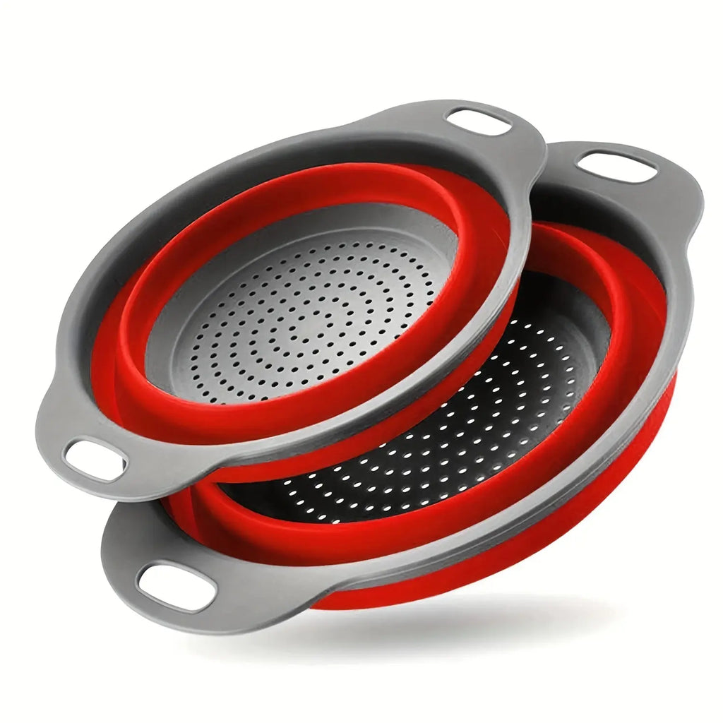 Foldable Tpr Colander Set, Kitchen Strainer Set, Kitchen Fruit and Vegetable Drying Rack, Pasta Drainer, Wash Bowl for Fruits Vegetables Noodles, Water Filter Tray