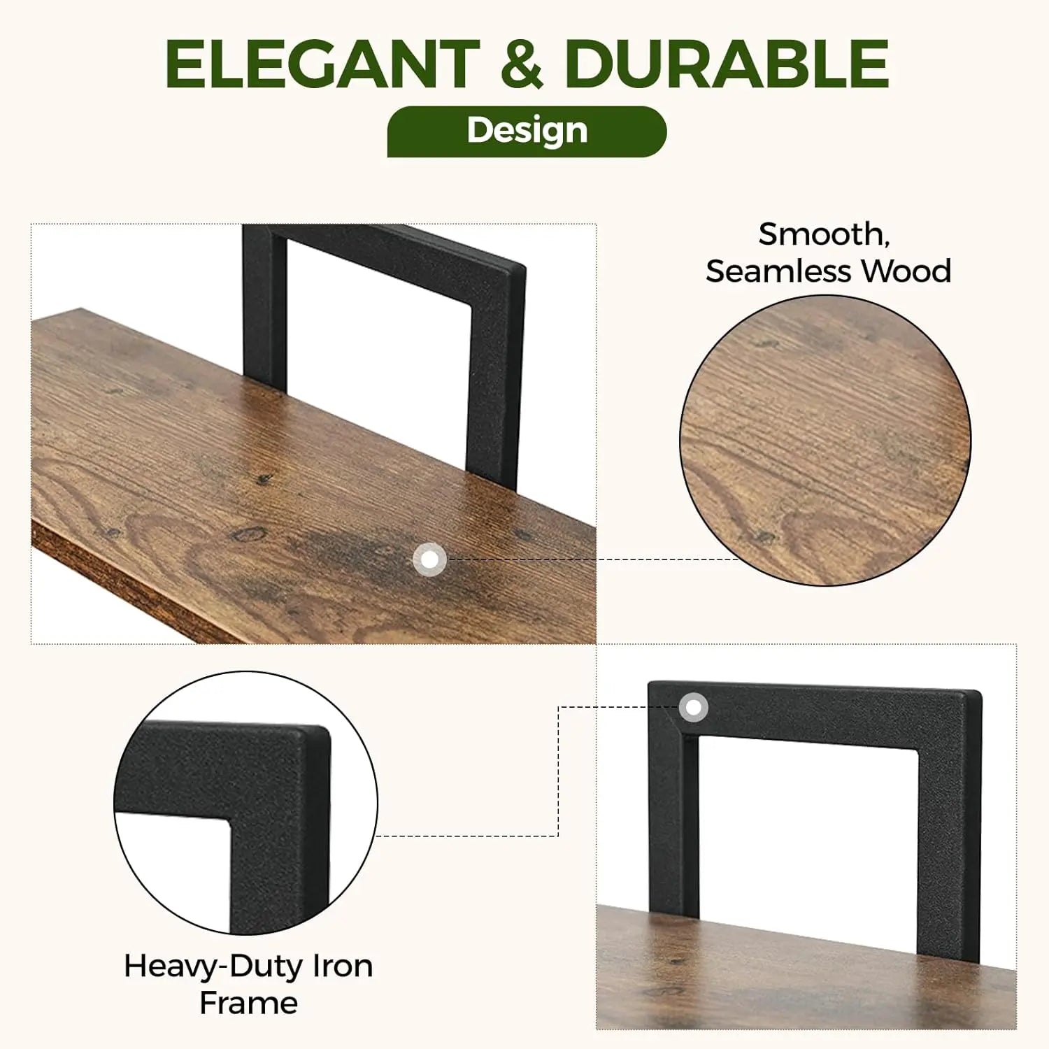 Bamworld 2-Pack Brown Wooden Wall Planters - Hanging Mount Shelves, Indoor Plant Holder, Living Room Wall Decor, Unique Accent