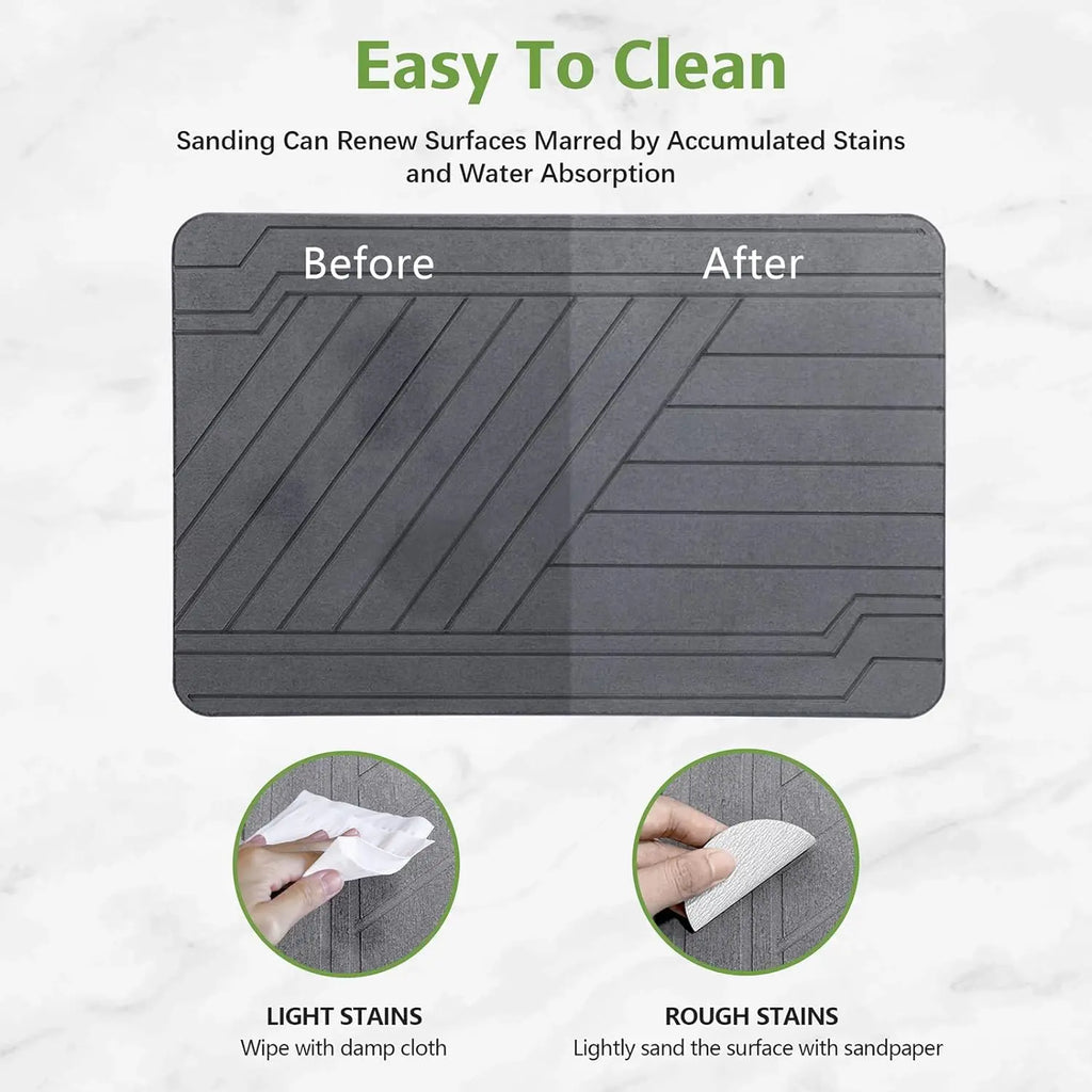 Stone Bath Mat - 23.6" X 15.4" Ultra Absorbent Diatomite Non-Slip Quick Drying Mat for Wet Areas Easy to Clean Bathroom Mat Home Essentials,Bathroom Accessories,Bathroom Decor,Bathroom Decor Set Summerwins