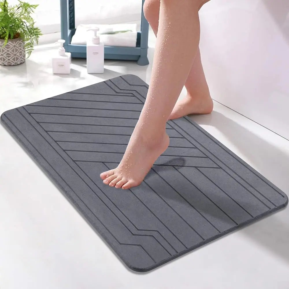 Stone Bath Mat - 23.6" X 15.4" Ultra Absorbent Diatomite Non-Slip Quick Drying Mat for Wet Areas Easy to Clean Bathroom Mat Home Essentials,Bathroom Accessories,Bathroom Decor,Bathroom Decor Set Summerwins