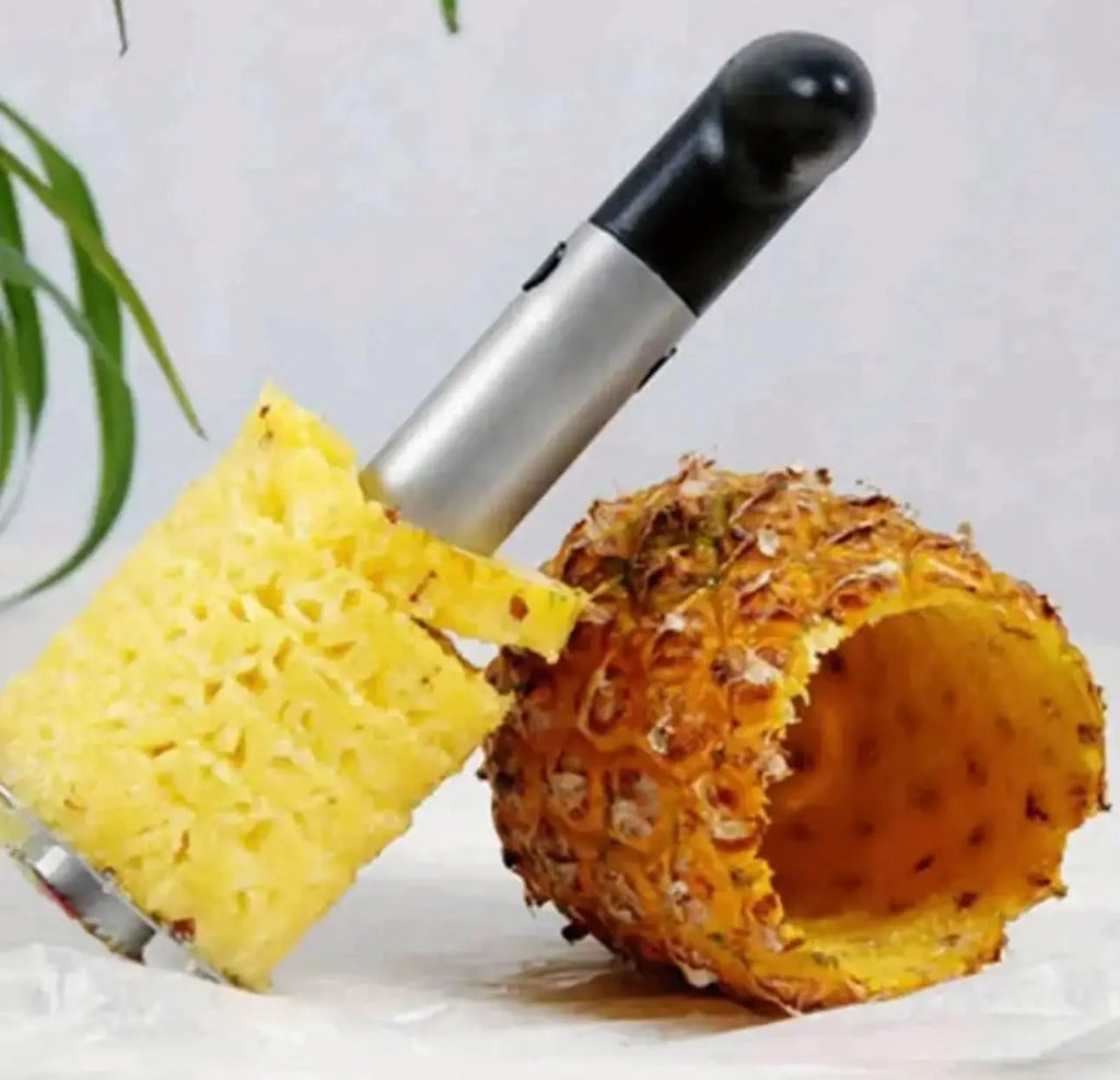 Stainless Steel Pineapple Corer, Detachable Handle Fruit Cutter-Peeler-Slicer, Fast & Easy Core Remover Kitchen Utensil, Multi-Purpose Kitchen Supplies & Gadgets, Durable Tool with 1-Year Warranty & Recipe Ebook