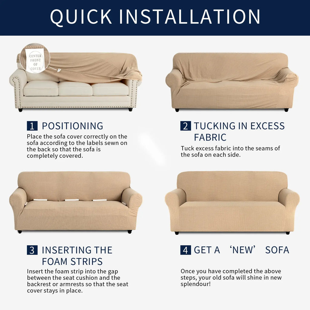 Easy-Going Stretch Sofa Slipcover for 1/2/3 Seats, Pet-Friendly Couch Cover, Washable Soft with Elastic Bottom, Polyester Spandex Jacquard Fabric, Sofa Makeover, Livingroom Decor, Furniture Protector