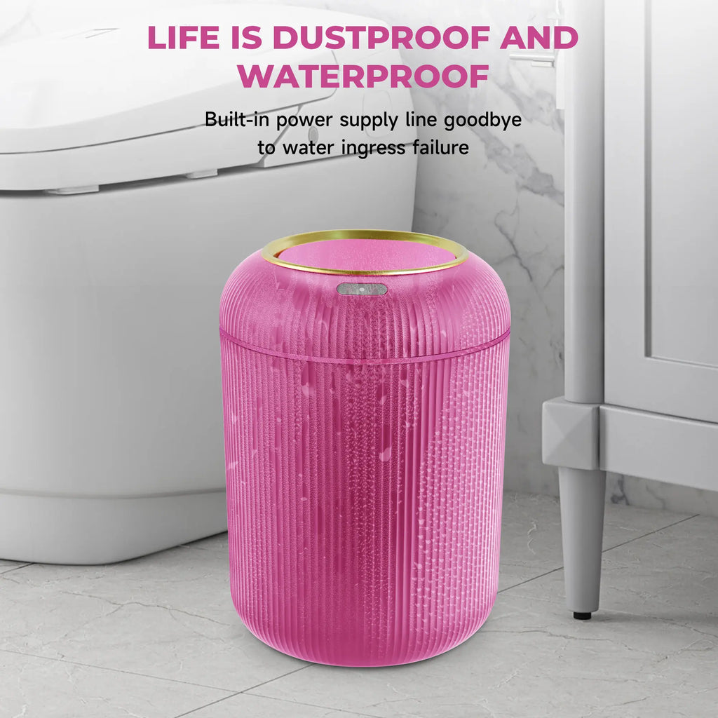 Pukomc Smart Sensor Waterproof Trash Can - Flip Top, Cute Nordic Style Design Springtok Homewares Space Saving Bins White Automatic Dispenser Bathroom Accessories