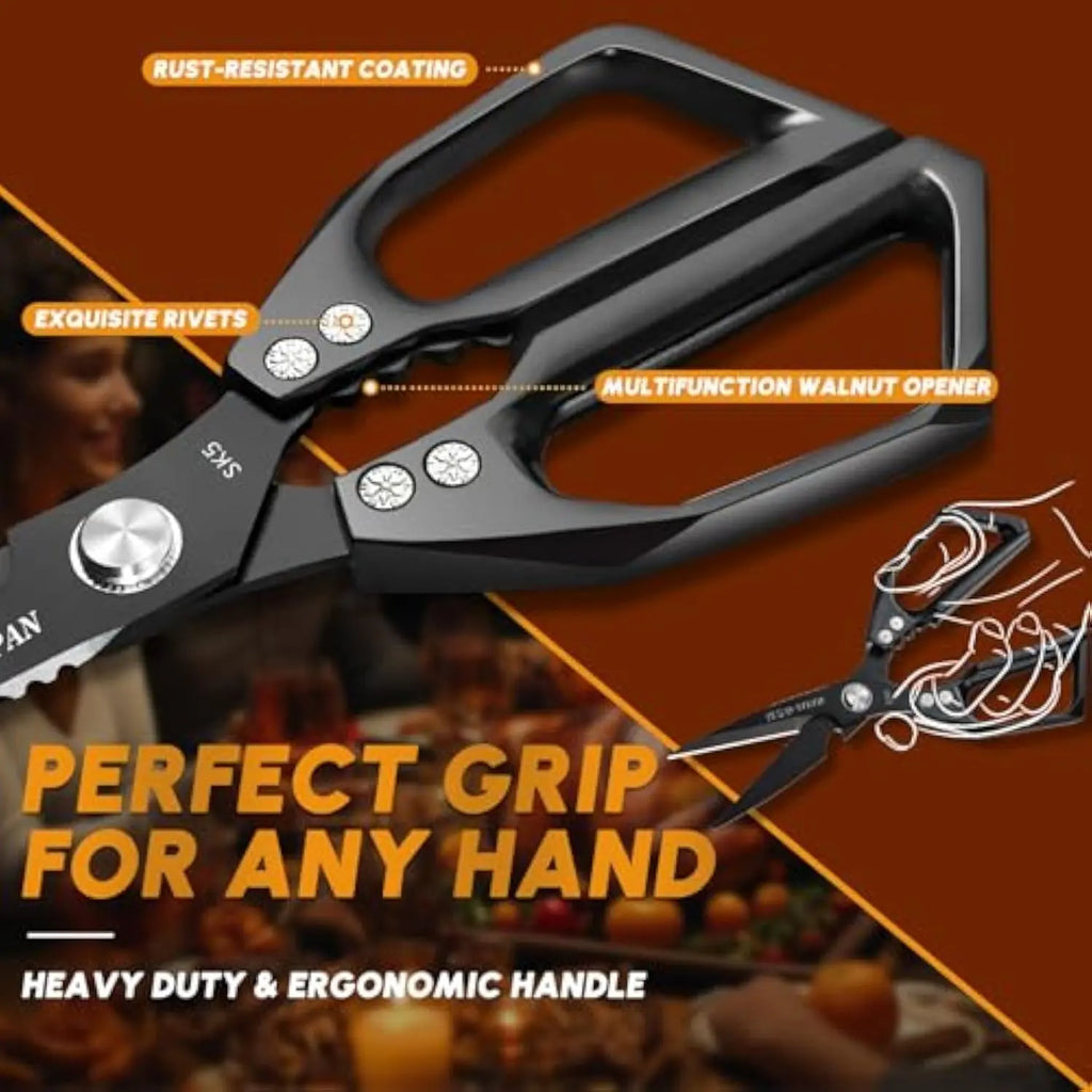 Huusk Kitchen Shears Set, Heavy Duty Poultry Shears, Japanese Kitchen Scissors for Meat, Chicken Bones, and Turkey,Fallfreshness/Christmas Gift