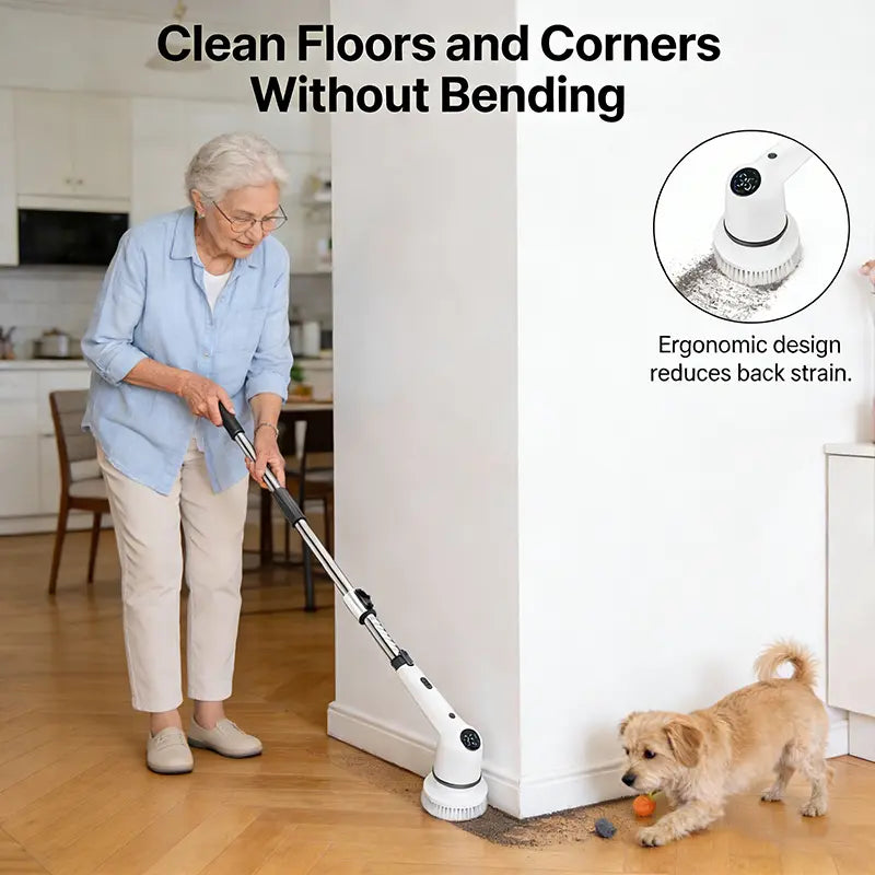 【Mother'S Day Gift】Electric Spin Scrubber Cordless Shower Scrubber with Lpx7Waterproof Brush Multi-Surface Uselong Battery Life 3 Adjustable Speed Extendable Handle 9Replaceable Brush Heads Multi-Purpose Cleaning Kit Forbathroom Kitchen Utensils, Cool Te