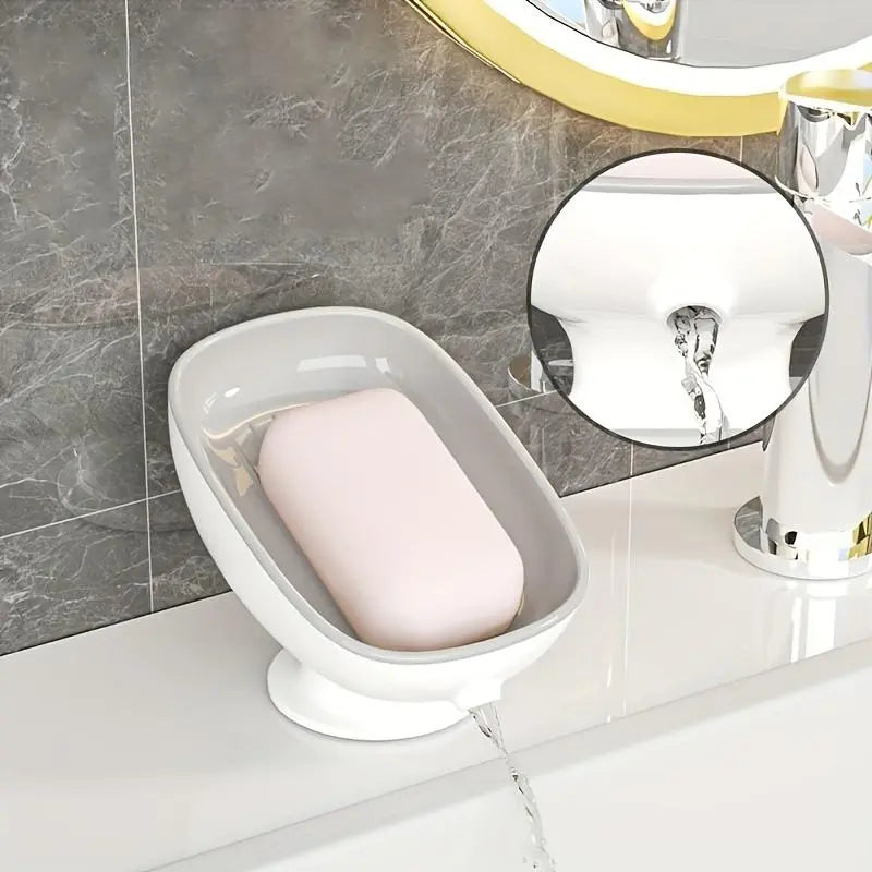 1-Piece Luxurious Adjustable Oval Soap Dish with Drain, Wall-Mounted Anti-Slip Removable Soap Tray for Bathroom, Shower and Sink, Bathroom Accessory