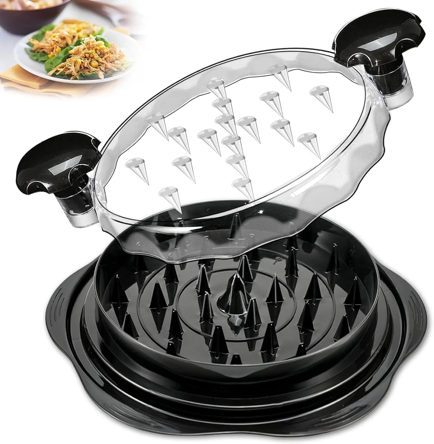 Chicken Shredder Tool Twist, Visible Chicken Breast Grinder Machine for Ground Food, Meat & Vegetables (Elegant Black) Slicer Kitchen