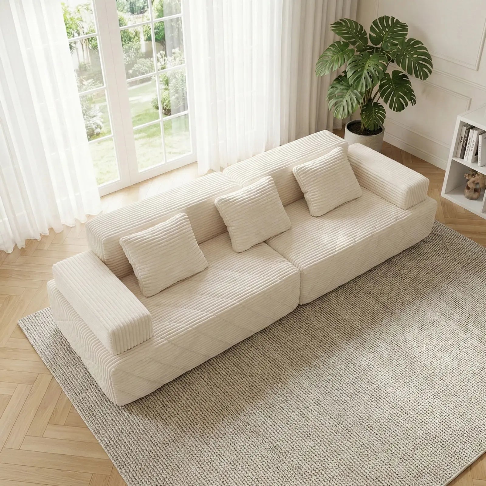 【Father'S Day】【2 Packages Shipping】 113" Modular Sectional Boneless Sofa,Oversized Chaise Lounge with Deep Seats, Modular Cloud Sleeper Sofa, No Assembly Required, Free Combination, Modern Sectional Couch.Boneless Sectional Couch. Living Room Furniture Ou