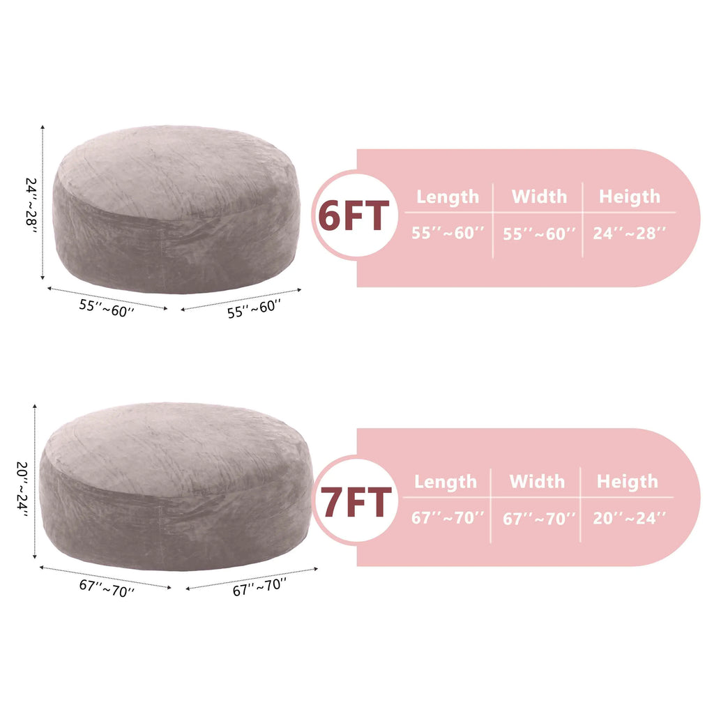[Memorial Day] 3FT/4FT/7FT No Gift, 5Ft/Jumbo with 3 Gifts Bean Bag (With Filler) Lazy Sofa Beanbag Chairs for Adults Ship Free High-Rebound Memory Foam Filling Furniture Flannel Cover Removable Modern Upholstered Sofa