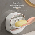 Wall-Mounted Soap Dish with Drainage Box - Waterproof Soap Holder for Shower with Flip Lid, Punch-Free Design to Keep Soap Bars Dry