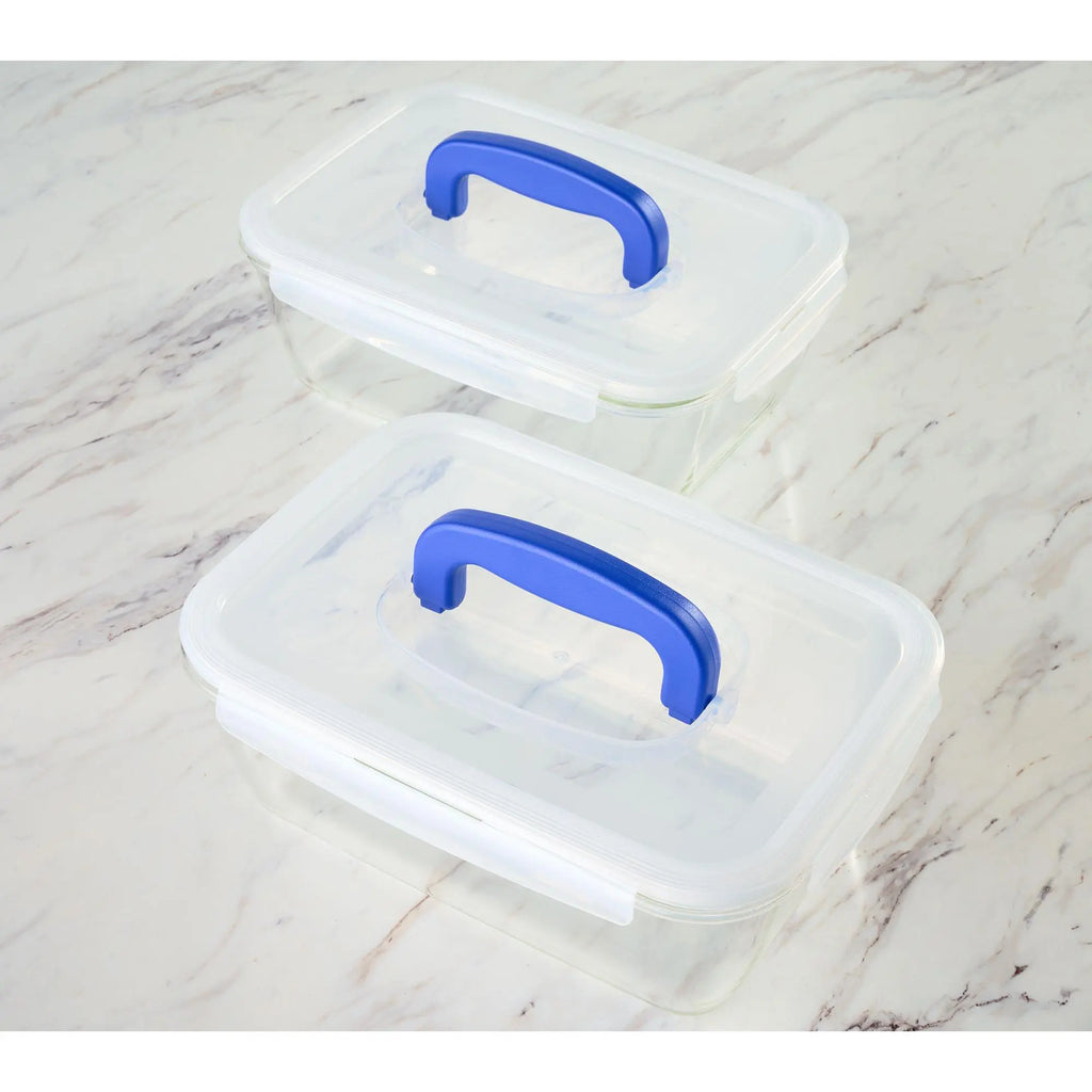 Locknlock Set of 2 Deep Glass Rectangle Baker W/ Handle Lids