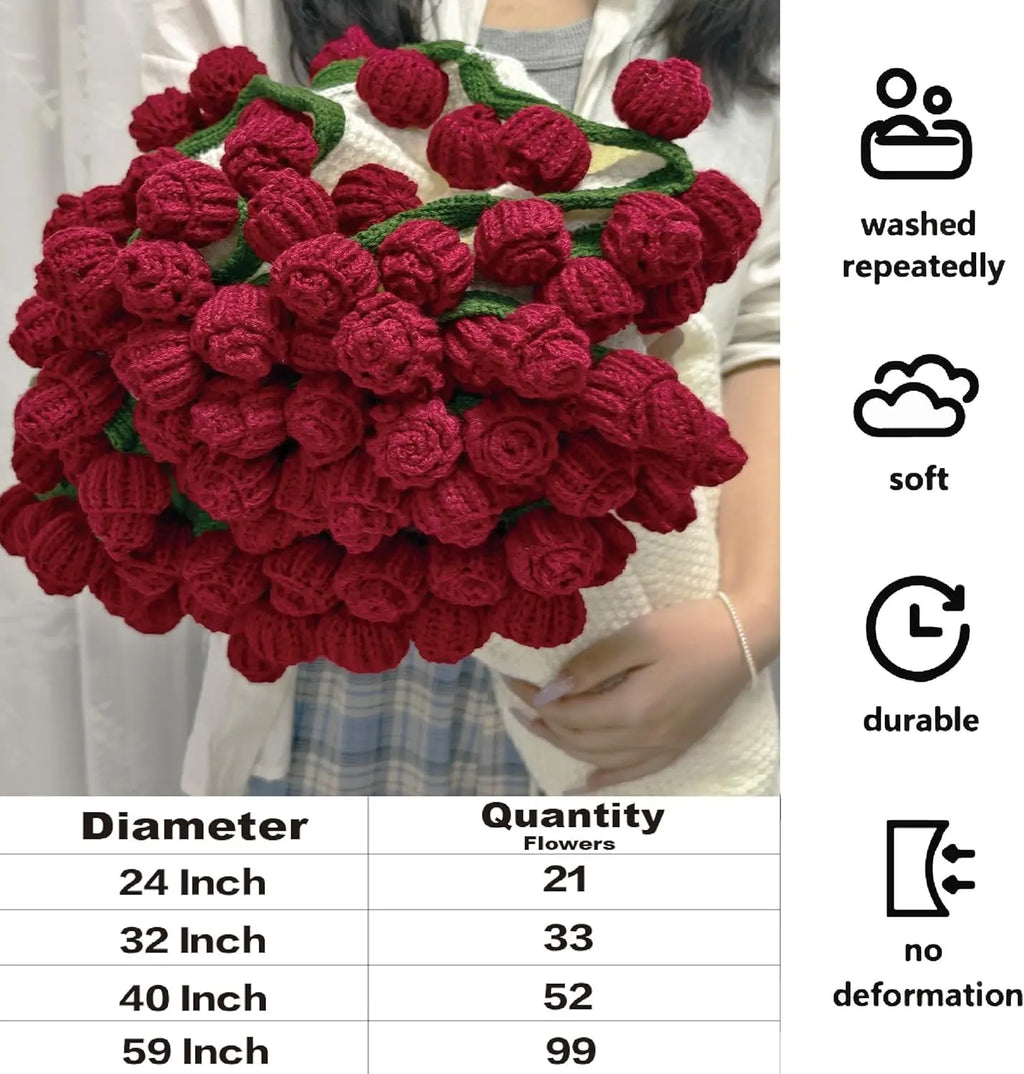 Crochet Flowers Bouquet Blanket, Handmade Rose Blanket, 24-43Inch round Floral Soft and Lightweight Romantic Gifts for Birthday, Wedding, Home Decor, Bed, Sofa-Finished Product，Mother'S Day Gift