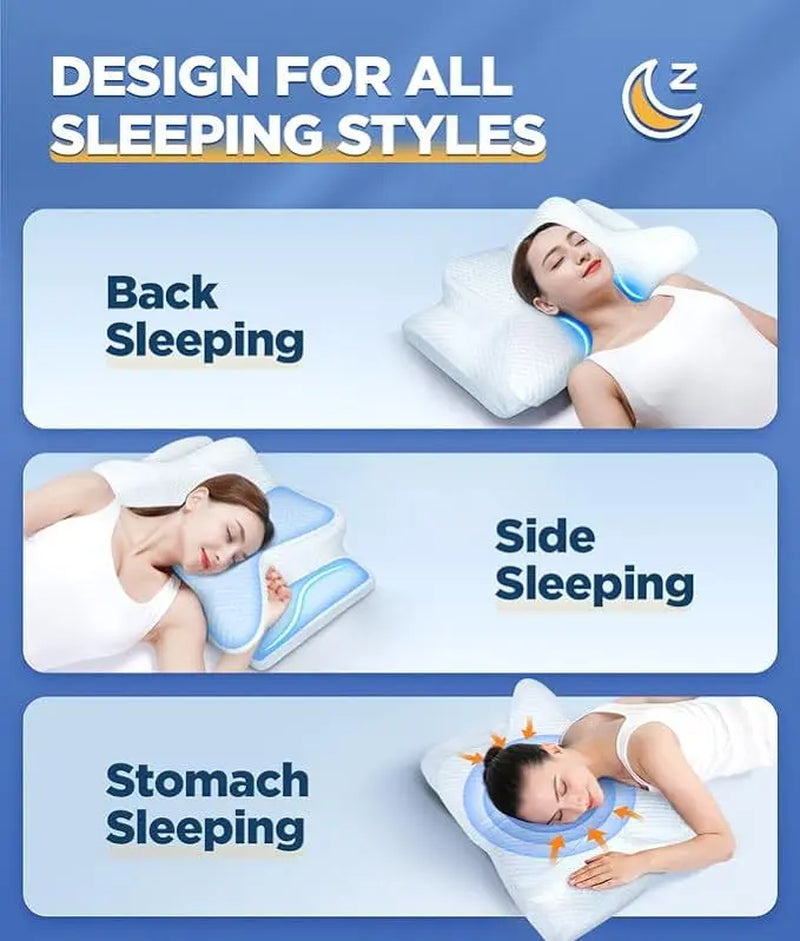 Emircey Memory Foam Neck Pillow, Soft Comfortable Contour Sleep Pillow, Odorless Pillow/Breathable Cases,Bed Pillow, Gifts for Her or Him