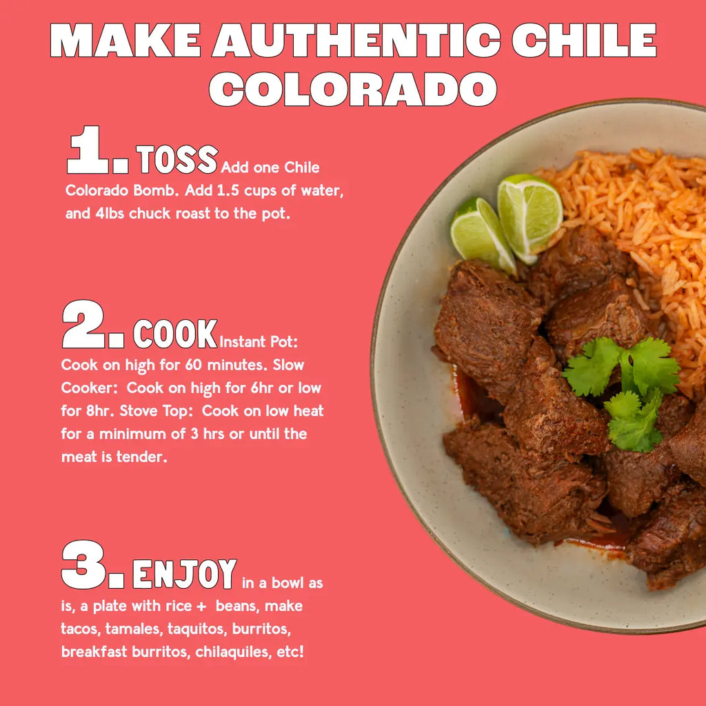 EZ BOMBS Chile Colorado Bombs 2 Bombs per Pack - Authentic Mexican Seasoning Spice Bomb for Traditional Chile Colorado
