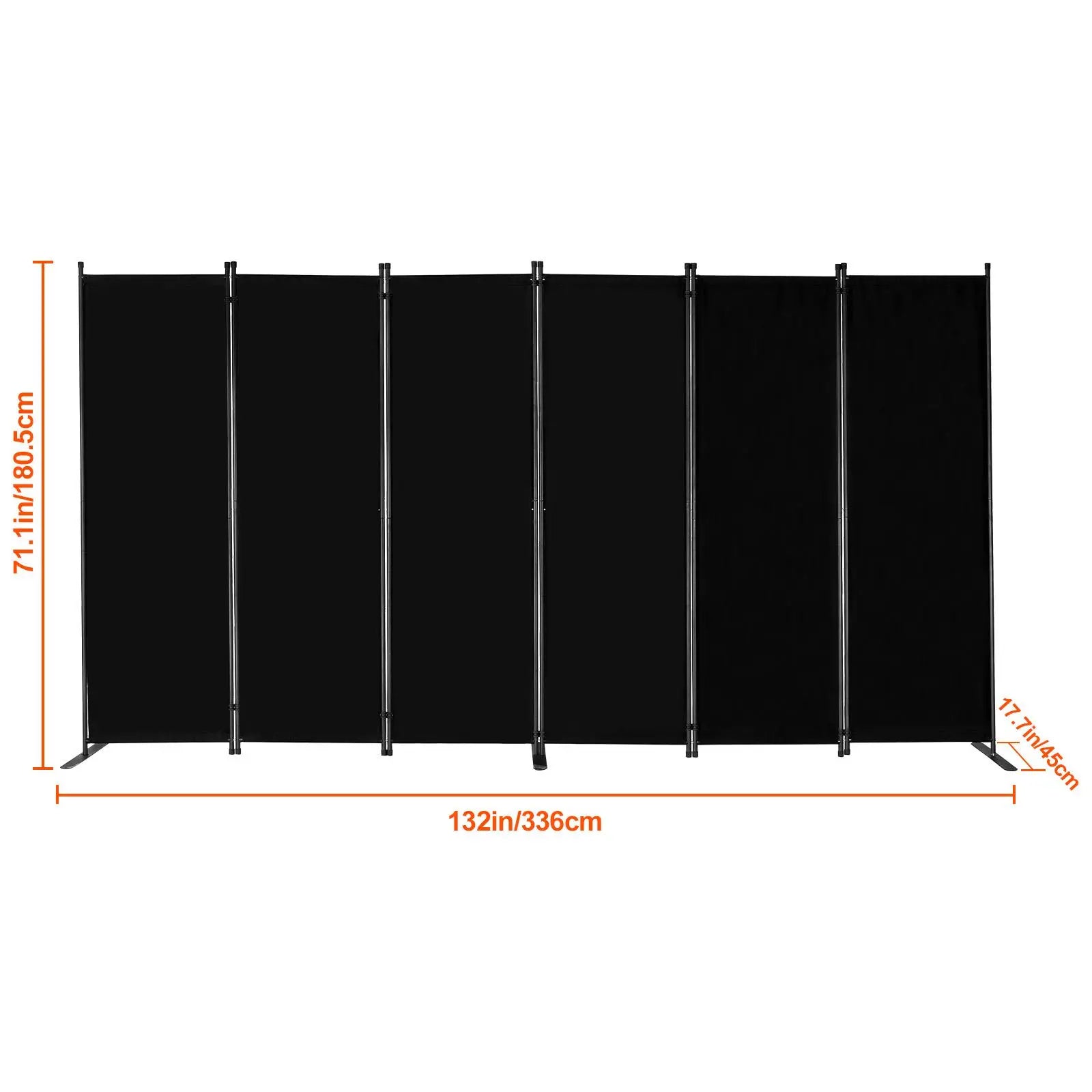 VEVOR Room Divider, 6 Panel Room Divider, Folding Privacy Screen and Portable Partition Divider for Room Separation, Freestanding Room Partitions for Office, Bedroom, Study, Black