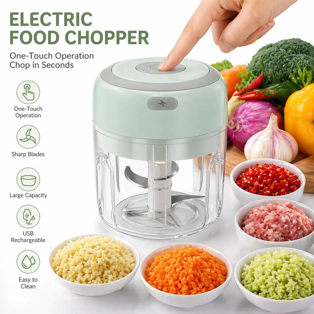 1 Pc Mini Electric Veggie Chopper, Portable Kitchen Gadget for Dicing Tomatoes, Chopping Onions, Herbs, Resin-Abs-Ps Blender for Ginger