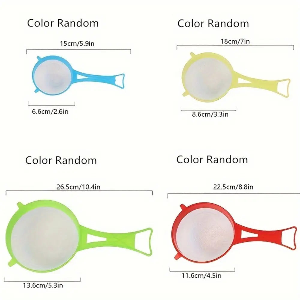 Easy-To-Clean 4Pcs Kitchen Strainer Set with Handles, Kitchen Strainer Utensils, Kitchen Accessories, Perfect for Powdered Sugar, Soy Milk, Flour & Rice Washing, Essential Baking Gadgets, Food Colander Kitchenware