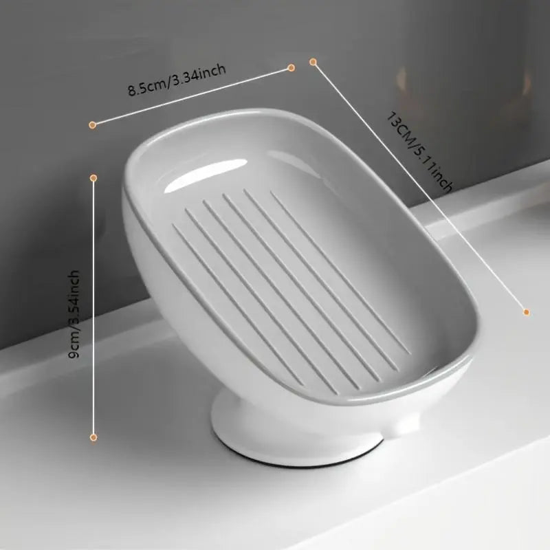 1-Piece Luxurious Adjustable Oval Soap Dish with Drain, Wall-Mounted Anti-Slip Removable Soap Tray for Bathroom, Shower and Sink, Bathroom Accessory