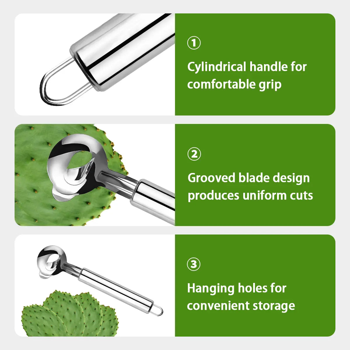 Stainless Steel Kitchen Tool Set | Cactus & Rouge Peeler, Multi-Functional Spoon-Shaped Noodle Cutter, Easy-To-Use for Home and Restaurant Use #Summervibes