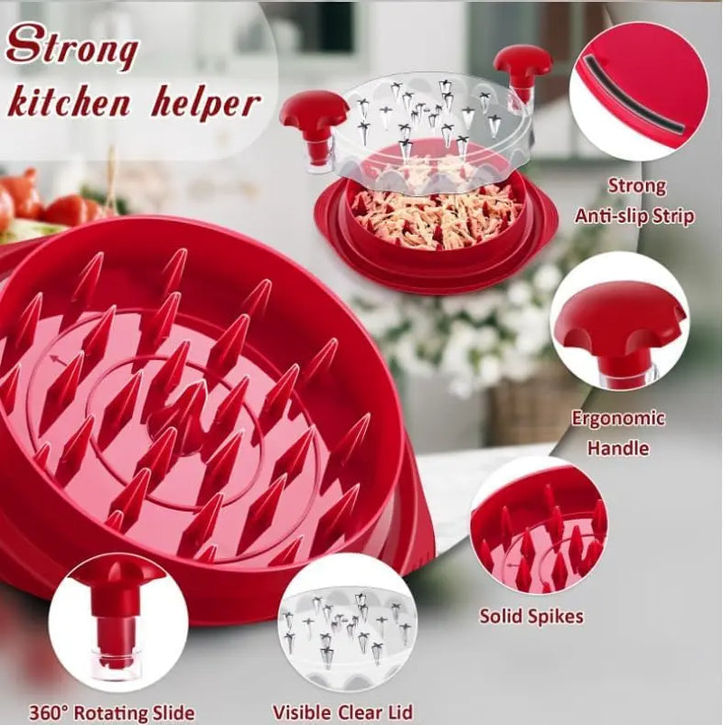 Chicken Shredder Large Chicken Breast Shredder Tool Twist with Anti-Slip Strip, Ergonomic Handle, BPA Free, Meat Shredder Tool Chicken Shredder Tool Twist with Heat Resistant Tong and Cleaning Brush