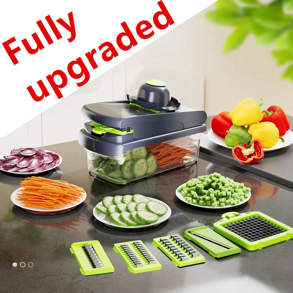 Multifunctional Vegetable Fruit Chopper, Manual Kitchen Tool, Slicer Dicer Cutter, Ideal for Squash Noodles, Onion Minced Meat, French Fries Cutting, Durable Slicer #GLOBAL PICKS